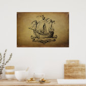 Antiquitätenschiff Poster (Küche)