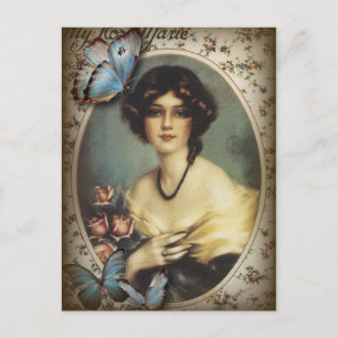 Antiquitätenschmetterling-Parisierin viktorianisch Postkarte