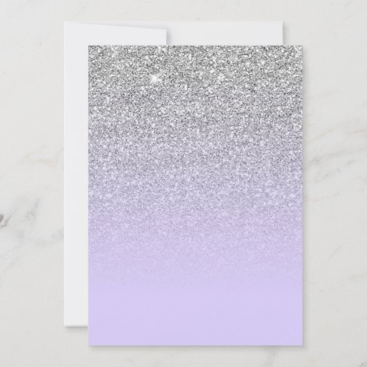 Antiquitätensilber Glitzer Blasslavender Gradient Save The Date (Rückseite)