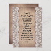 Antiquitätenspitze und rustikale Burlap speichern  Save The Date (Vorne/Hinten)