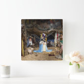 Antiquitätenszene Quadratische Wanduhr (Zuhause)