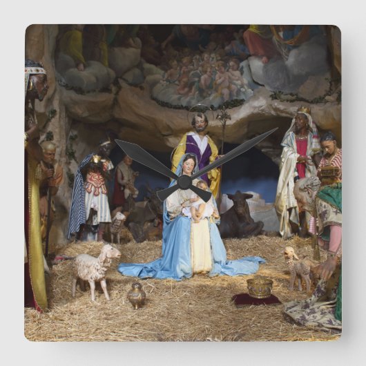 Antiquitätenszene Quadratische Wanduhr (Vorderseite)