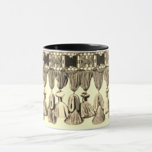 Antiquitätentassel viktorianisches Goldschwarz Tasse (Zentrum)