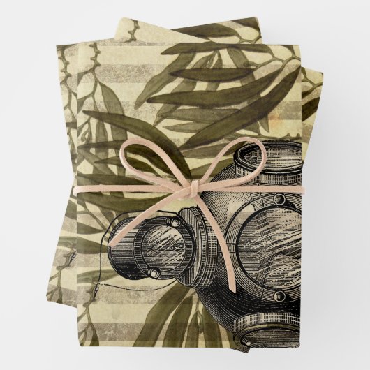 Antiquitätentauchhelm und Algen Geschenkpapier Set (Beispiel)