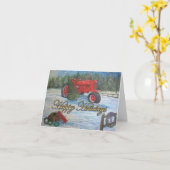 Antiquitätentraktor Happy Holidays on a Tree Farm Karte (Gelbe Blume)