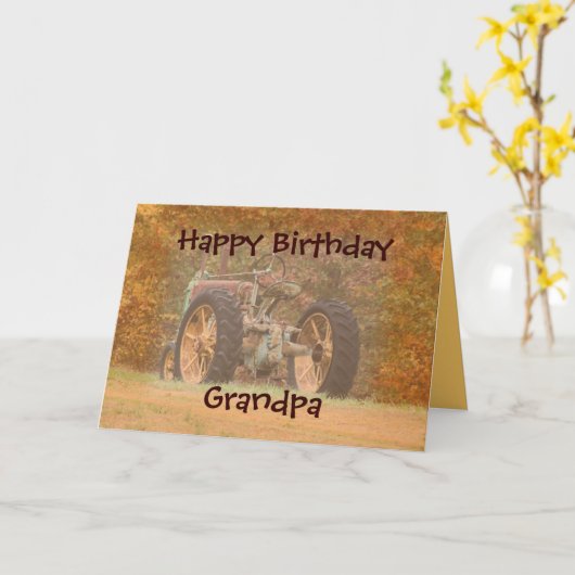 Antiquitätentraktor - passt jeden Anlass an Karte (Gelbe Blume)