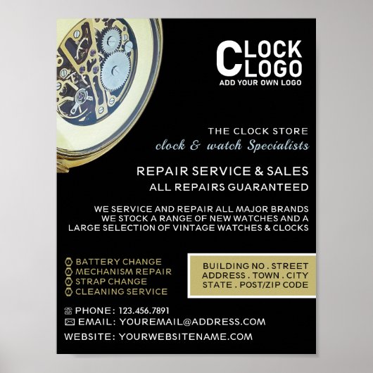 Antiquitätenuhr, Horologin-Werbung Poster (Vorne)