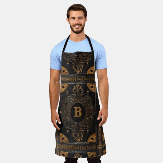 Antiquitätische Schürze mit dem Monogramm (Getragen)