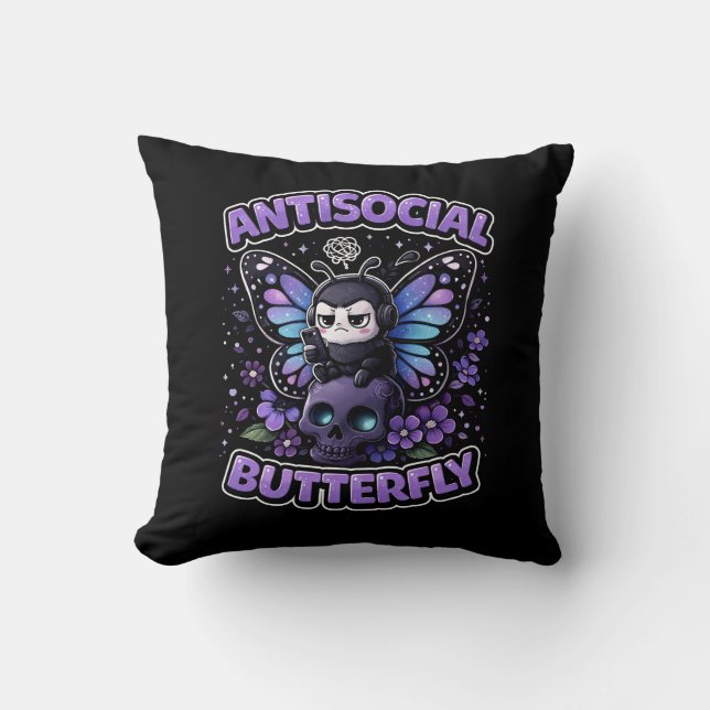 Antisocial Butterfly Kissen (Vorderseite)