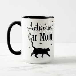 Antisocial Cat Mom Black Cat Stars Funny Sarcastic Tasse