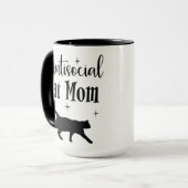 Antisocial Cat Mom Black Cat Stars Funny Sarcastic Tasse (Vorderseite Links)