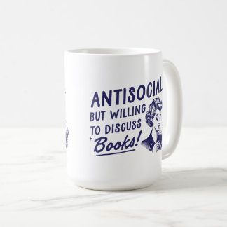 Antisozial, aber willens, die Tasse der Bücher zu