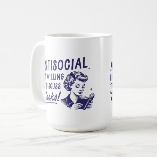 Antisozial, aber willens, die Tasse der Bücher zu (Vorderseite Links)