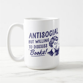 Antisozial, aber willens, die Tasse der Bücher zu
