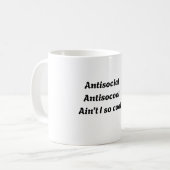 Antisozial Antisocool Lustiger Introvert Zitat Uni Kaffeetasse (Vorderseite Links)