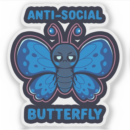 Antisozial Butterfly Aufkleber (Vorderseite)
