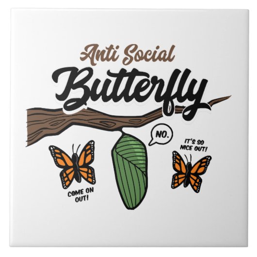 Antisozial Butterfly Fliese (Vorderseite)
