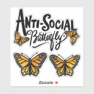 Antisozial Butterfly Introvert Antisozial Humor Aufkleber
