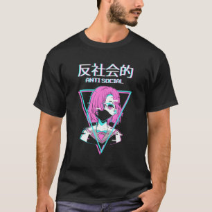 Antisozial Damwave Anime Girl Japanese Indie Alt T-Shirt