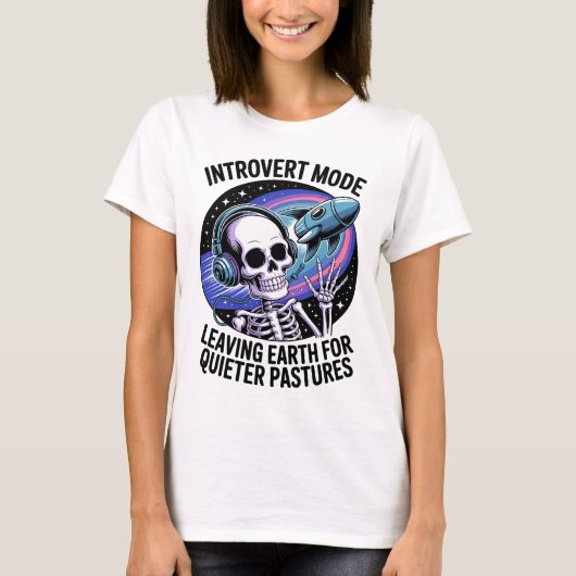 Antisozial-Einführung Funny Skeleton Space Alien T-Shirt (Vorderseite)