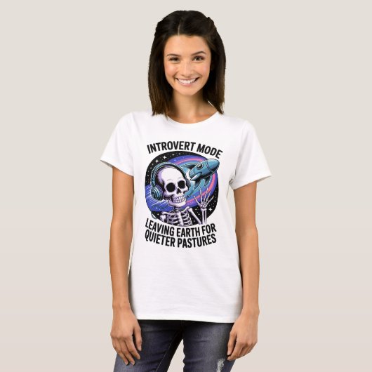 Antisozial-Einführung Funny Skeleton Space Alien T-Shirt (Vorne ganz)