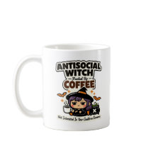Antisoziale Hexe, angetrieben von Kaffee Halloween