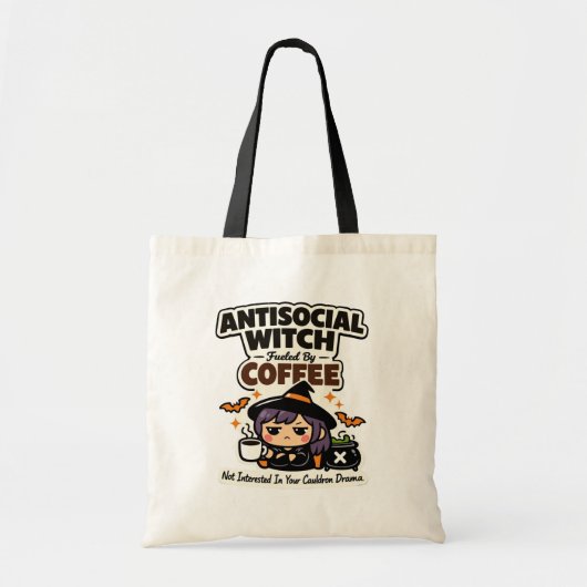 Antisoziale Hexen-Kaffee-Halloween-Tasche Tragetasche (Vorne)