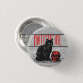 Antisoziale Katze und Schädel Button (Vorne & Hinten)