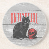 Antisoziale Katze und Schädel Getränkeuntersetzer (Vorne)