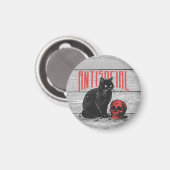 Antisoziale Katze und Schädel Magnet (Vorderseite/Rückseite)