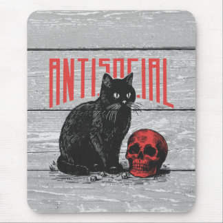 Antisoziale Katze und Schädel Mousepad