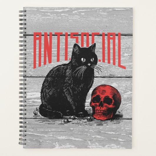 Antisoziale Katze und Schädel Planer (Vorderseite)