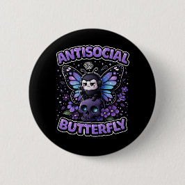 Antisozialer Schmetterling Button