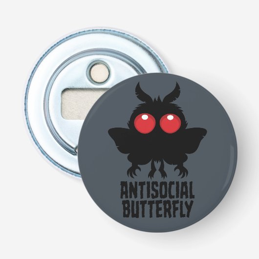 Antisozialer Schmetterling Mothman Kryptid Flaschenöffner (Vorderseite)
