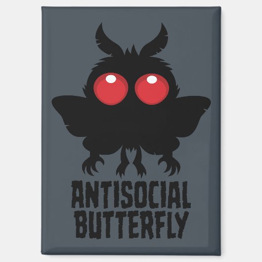 Antisozialer Schmetterling Mothman Kryptid Magnet (Vorderseite)