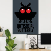 Antisozialer Schmetterling Mothman Kryptid Poster (Heimbüro)