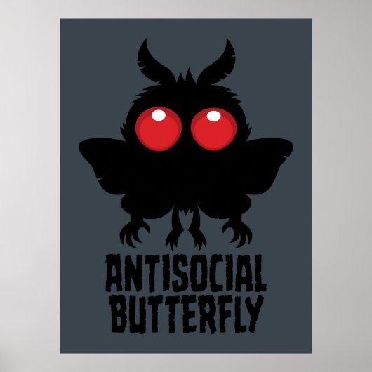 Antisozialer Schmetterling Mothman Kryptid Poster (Vorne)