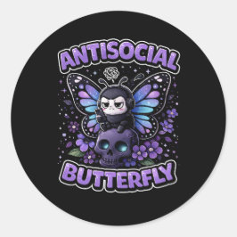 Antisozialer Schmetterling Runder Aufkleber