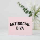 Antisoziales Diva Funny Zitat Postkarte (Stehend Vorderseite)