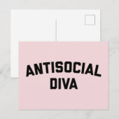 Antisoziales Diva Funny Zitat Postkarte (Vorne/Hinten)