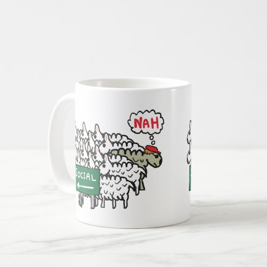 Antisoziales Schafe Kaffeetasse (Vorderseite Links)