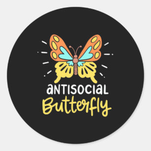 Antisoziales Schmetterling Runder Aufkleber