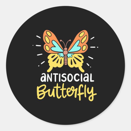 Antisoziales Schmetterling Runder Aufkleber (Vorderseite)