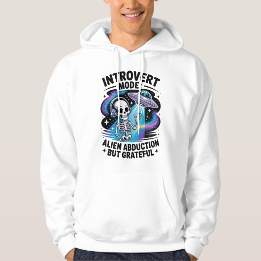 Antisoziales Skelett UFO Funny Space Introvertiert Hoodie (Vorderseite)