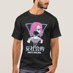 Antisoziales Vaporwave Anime Japanische Ästhetik T-Shirt