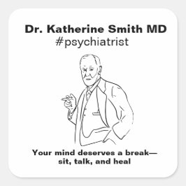 ANTISTRESS Freud Psychiatry Therapy Clinic Health Quadratischer Aufkleber