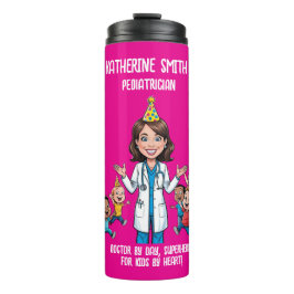 antistress pediatrician medical doctor fun pink thermosbecher