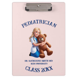 antistress pediatrician teddy bear pink university klemmbrett