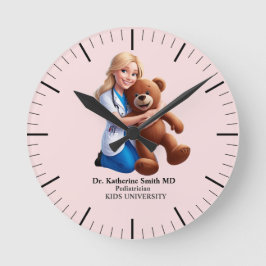 antistress pediatrician teddy bear pink university runde wanduhr