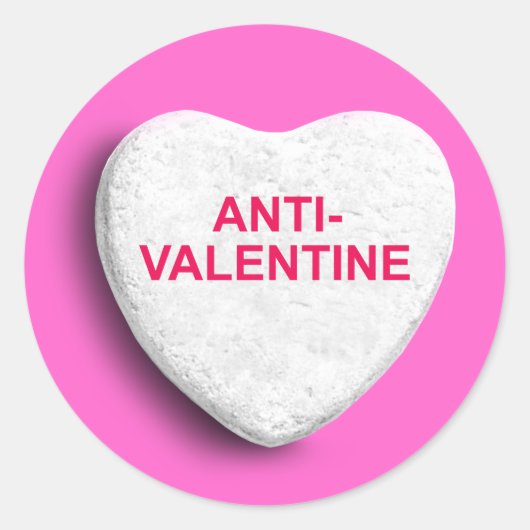 ANTIVALENTINE CANDY HERZ RUNDER AUFKLEBER (Vorderseite)